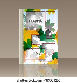 Book autumn still life. Maple leaves. Vector background