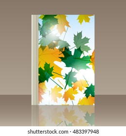Book autumn still life. Maple leaves. Vector background