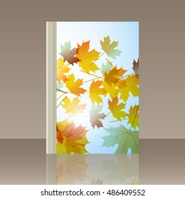 Book autumn still life. Maple leaves. Vector background