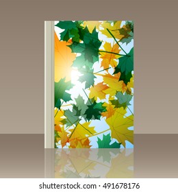 Book autumn still life. Maple leaves. Vector background