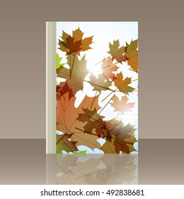 Book autumn still life. Maple leaves. Vector background
