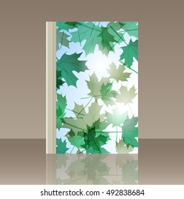 Book autumn still life. Maple leaves. Vector background
