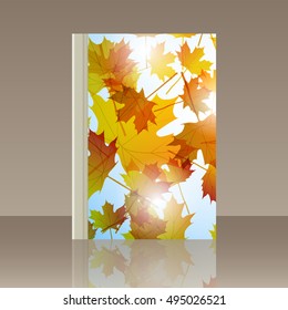 Book autumn still life. Maple leaves. Vector background