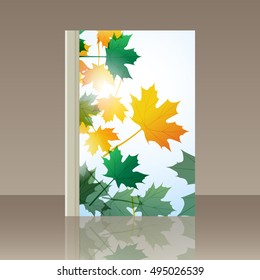 Book autumn still life. Maple leaves. Vector background