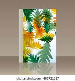 Book autumn still life. Oak leaves. Vector background