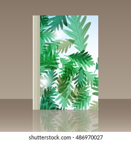 Book autumn still life. Oak leaves. Vector background