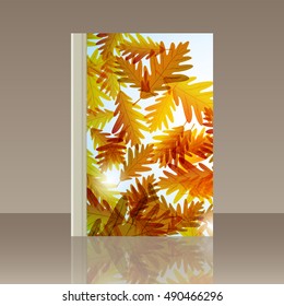 Book autumn still life. Oak leaves. Vector background