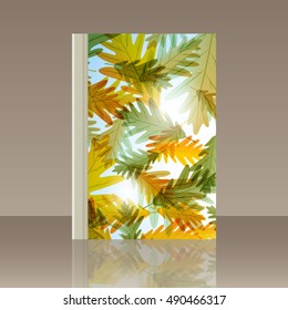 Book autumn still life. Oak leaves. Vector background