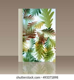 Book autumn still life. Oak leaves. Vector background
