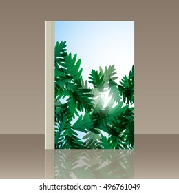 Book autumn still life. Oak leaves. Vector background