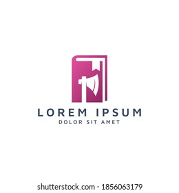 book and ax negative space logo design