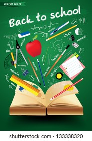 Book with back to school creative concept, Vector illustration Modern template Design