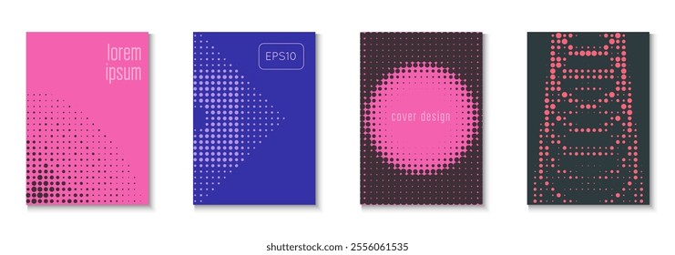 Book Background Set. Color Art With Memphis Elements. Dynamic Elements In 2d Presentation. Party Flyer. Minimalist Music Texture. Geometric Dot Cover. Trendy Book Background