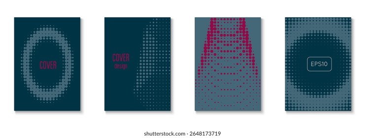 Conjunto de Plano de Fundo do Livro. Círculos De Verão Com Arte Moderna. Quadro Linear Com Design Geométrico. Wave Flyer. Modelo de Ponto Minimalista. Padrão comercial geométrico. Plano de Fundo do Livro na Moda