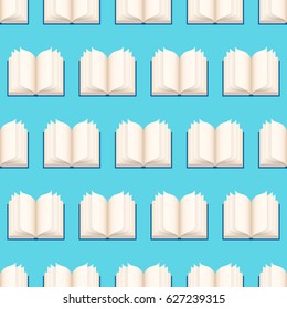 book background. vector illustration. seamless pattern with open books.