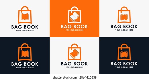 book bag logo design, inspiration logo for bookstore, library and education