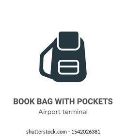 Book bag with pockets vector icon on white background. Flat vector book bag with pockets icon symbol sign from modern airport terminal collection for mobile concept and web apps design.
