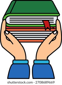 A book is being held by two hands
