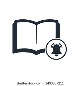 Book. Bell. Information needs attention. Vector icon, white background.
