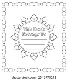 Book belongs to coloring page abstract flowers or leaves circle or border vector illustration