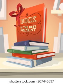 Book is the best present. Vector illustration.