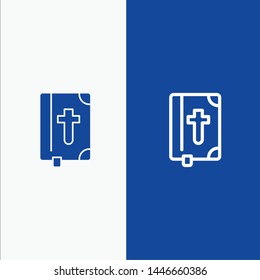 Book, Bible, Easter, Holiday Line and Glyph Solid icon Blue banner Line and Glyph Solid icon Blue banner