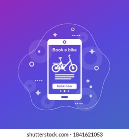 Book a bike app, vector icon