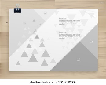 Book binder with empty cover for background on wood. Template design (mock up) for catalogue, portfolio, page presentation. Vector illustration graphic idea for construction drawing background.
