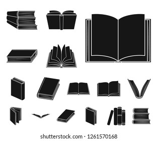 Book in the binding black icons in set collection for design. Printed products vector symbol stock web illustration.