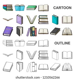 Book in the binding cartoon icons in set collection for design. Printed products vector symbol stock web illustration.