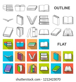 Book in the binding flat icons in set collection for design. Printed products vector symbol stock web illustration.
