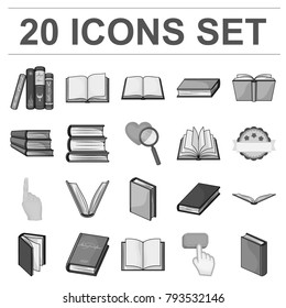 Book in the binding monochrome icons in set collection for design. Printed products vector symbol stock web illustration.