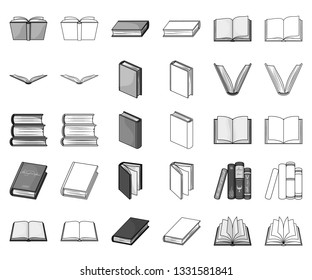 Book in the binding monochrome,outline icons in set collection for design. Printed products vector symbol stock web illustration.