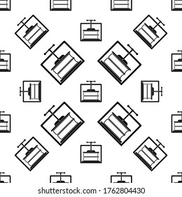 Book Binding Press Machine Icon Seamless Pattern, Bookbinding Stack Of Paper Vector Art Illustration