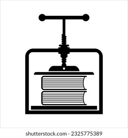 Book Binding Press Machine Icon, Bookbinding Stack Of Paper Vector Art Illustration