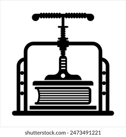 Book Binding Press Machine Icon, Bookbinding Stack Of Paper Vector Art Illustration