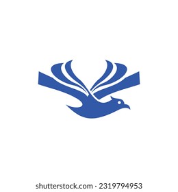 book bird flying modern logo design, simple animal illustration design template