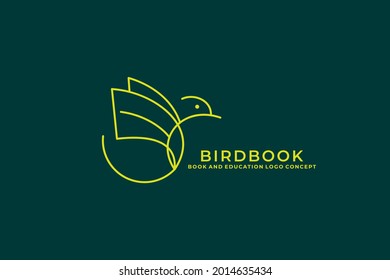 book bird logo design concept in linear style usable logo for education logo book store course web icon logo design concept