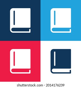 Book Of Black Cover Closed blue and red four color minimal icon set