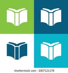 Book Of Black Cover Opened Back View Flat four color minimal icon set