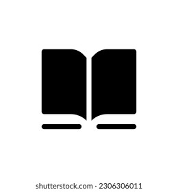 Book black glyph ui icon. Online bookstore. Buy ebooks. E-commerce business. User interface design. Silhouette symbol on white space. Solid pictogram for web, mobile. Isolated vector illustration
