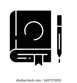 Book black icon, concept illustration, vector flat symbol, glyph sign.
