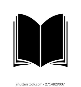 Schwarzes Buchsymbol. Symbolvektor des geöffneten Buches. eBook-Symbol
