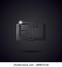 Book black metal line icon