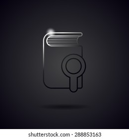 Book black metal line icon