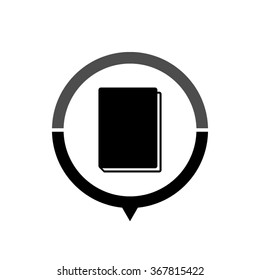 Book - black vector icon; map pointer;  message bubble