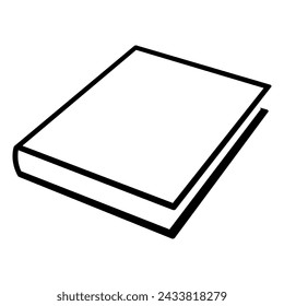 book - black and white simple symbol of closed book, vector illustration isolated on white background