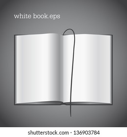 Book blank page template for design layout. Vector illustration on gray background.