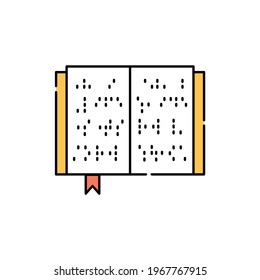 Book blind braille color line icon. Disability. Isolated vector element. Outline pictogram for web page, mobile app, promo