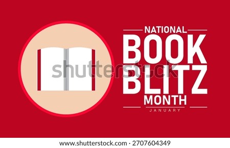 Book Blitz Month Poster Banner and Background Design Template Featuring Stacked Books Open Book Illustration and Reading Icons for Literary Celebration, Reading Challenge, and Educational Awareness 